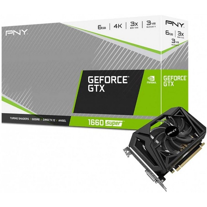 PNY GeForce GTX 1660 Super 6GB 싱글 팬 그래픽 카드 (VCG16606SSFPPB), 단일상품