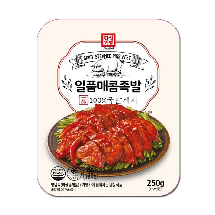 한성기업 한성 매콤족발 250g 100%국산돼지 돼지고기 간식 야식 안주, 1개