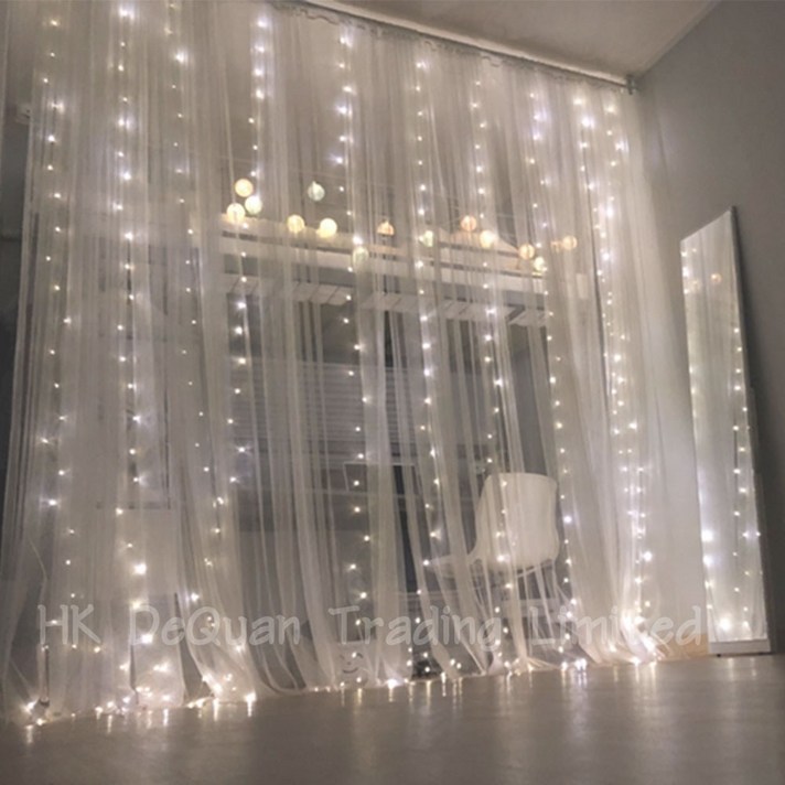 HK DeQuan 저희 제품에는 후크가 포함되어 있습니다 LED 와이어 전구 커튼조명 USB 리모컨 타입 방수형, 3m 300구흰색（여러 개 구매하시면 더 예뻐요）