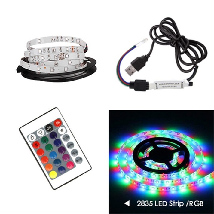 LED 스트립 빛 USB 2835SMD DC5V 유연한 LED 램프 테이프 리본 RGB 0.5M 1M 2M 3M 4M 5M TV 데스크탑 화면 백라이트 다이오드 테이프|LED, 1개, Cold white