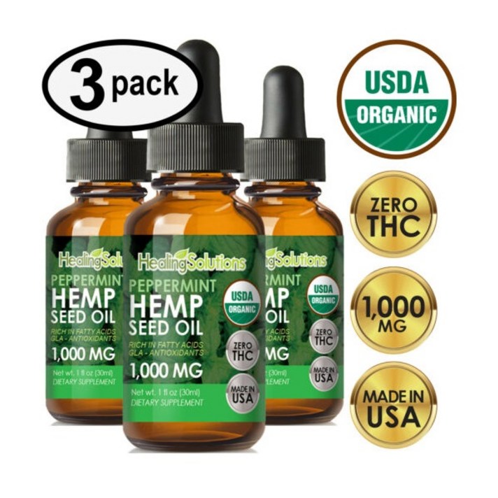 CBD 오일 대체 햄프씨드 오일 1000mg x3병 Hemp Oil, 1개, 30ml
