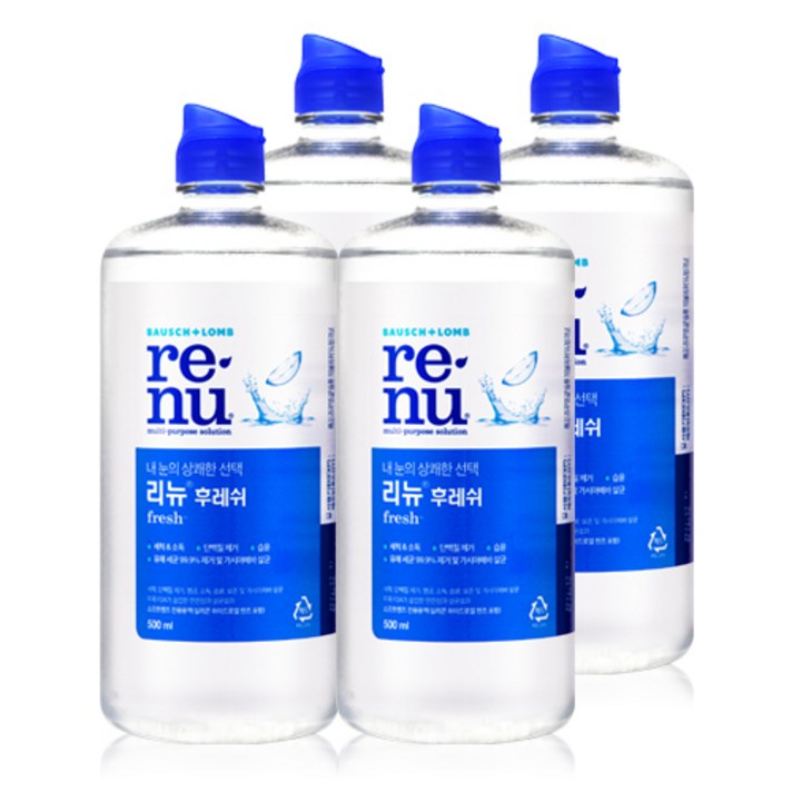 바슈롬 리뉴 후레쉬 렌즈세정액, 500ml, 4개