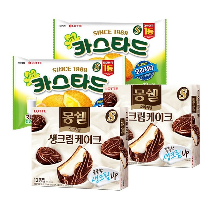 롯데제과 몽쉘크림336gX2개+카스타드(12입)252gX2개, 1개