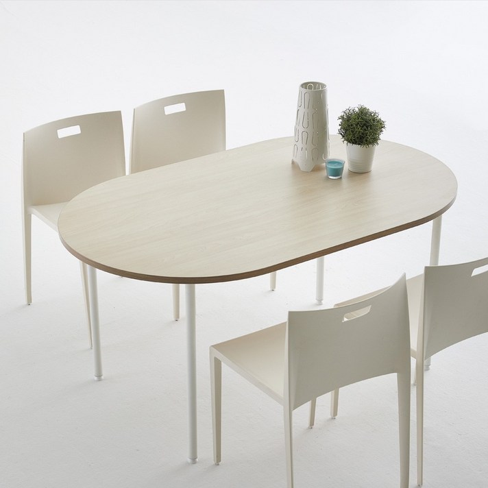 듀오백 라이트오피스 4인 원형 라운드테이블 TB015 (1500x800), 상판 블랙+다리 화이트