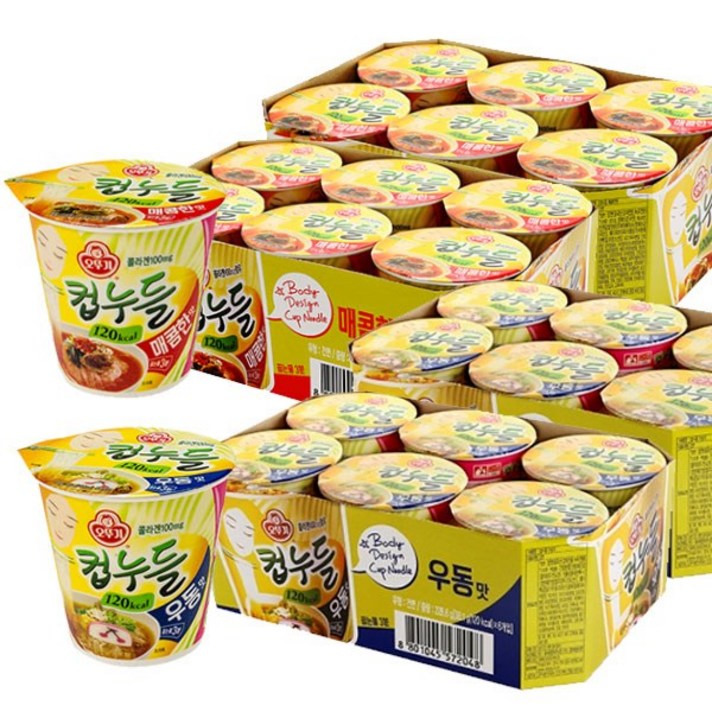 오뚜기 컵누들 2종 세트, 2세트, 매콤한맛37.8g x 6개 + 우동맛37.8g x 6개