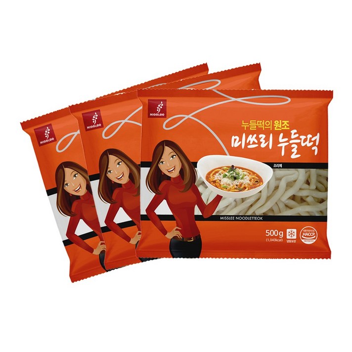 미쓰리 떡볶이용 누들떡, 3개, 500g