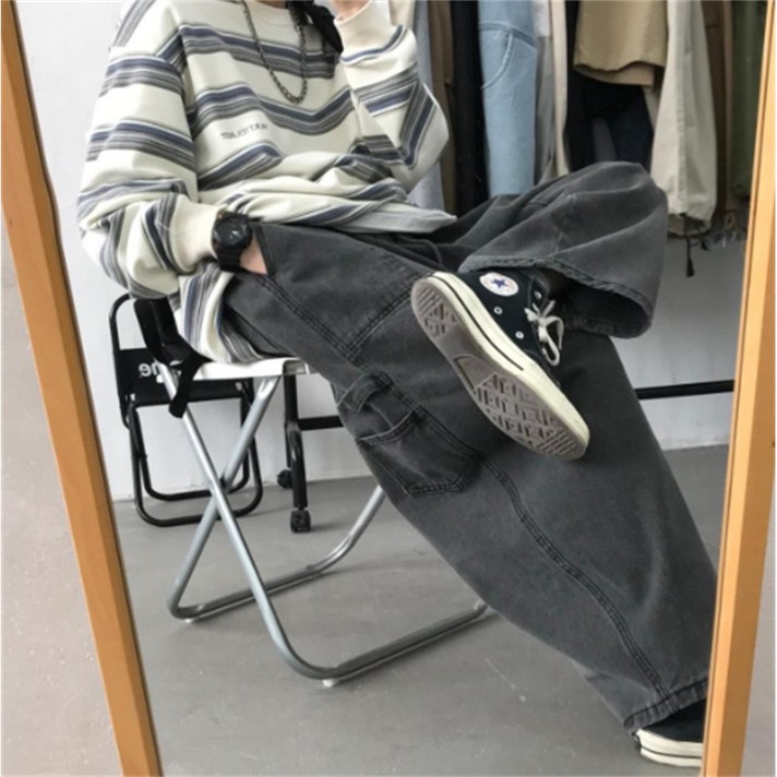 남자 카펜터 와이드 밴딩 데님팬츠 남자 카펜터 와이드 밴딩 데님팬츠