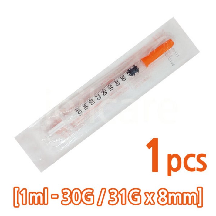 엔젤 일회용 인슐린 주사기 1ml 8mm 30G, 1개입