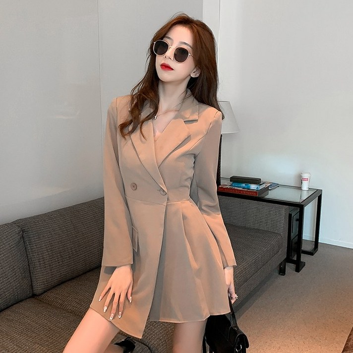 플레어 자켓형 가을 우아한 원피스 빅사이즈 며느리룩 큰옷 하객 예복 A라인 돌잔치