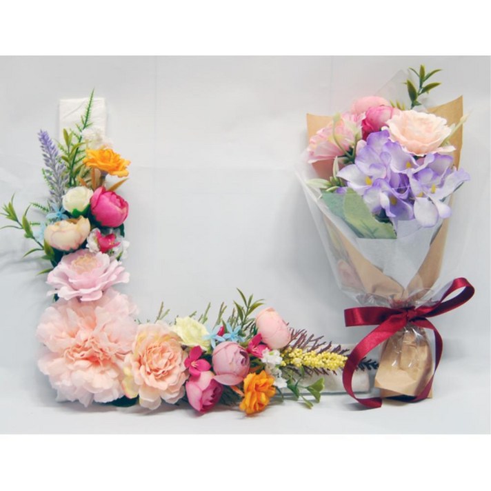 핑크조화 추모 납골당꽃 기억자 리스 조화액자 추모꽃