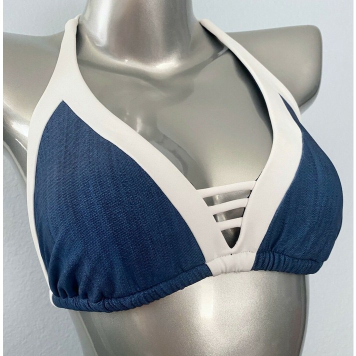 229831 씨폴리 Australia Block Party Strappy 데님 블루 Triangle Bikini 탑 수영복