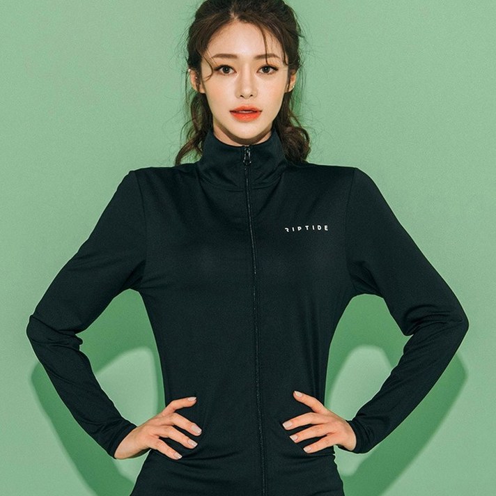 헤링본 여성용 집업 수영복 빅사이즈 래쉬가드 비치웨어 루즈핏 바캉스룩 RC903W