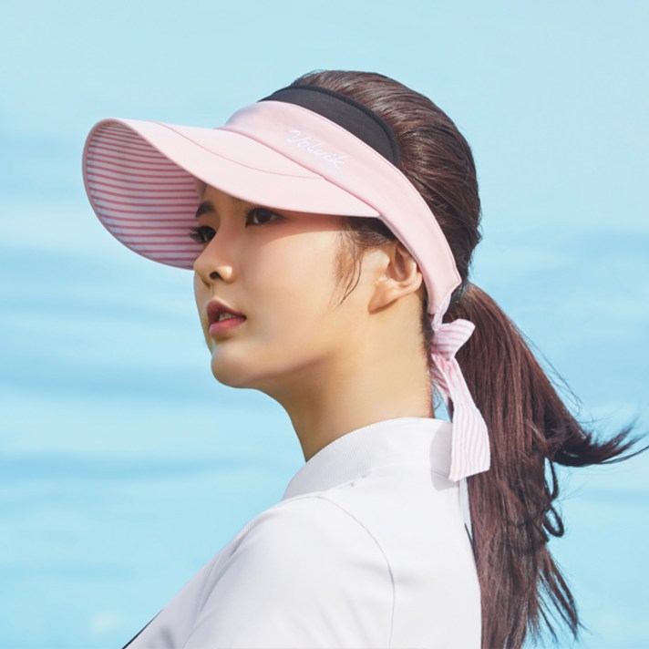 볼빅골프웨어 여성 컬러배색 리본 바이저 VLCPK301, 핑크