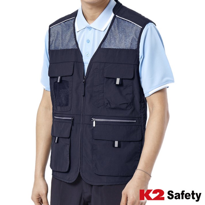 K2 라이크빈 고급 여름 망사 작업조끼 LB2-613 네이비