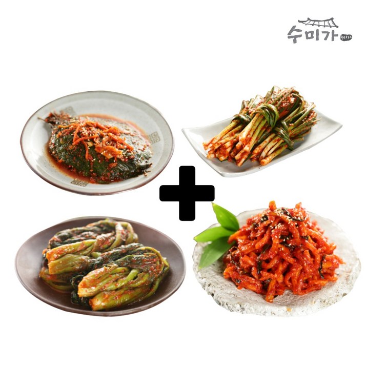 수미가 100%국내산 갓김치400g+무말랭이400g+깻잎김치400g+파김치400g세트, 1개, 1kg