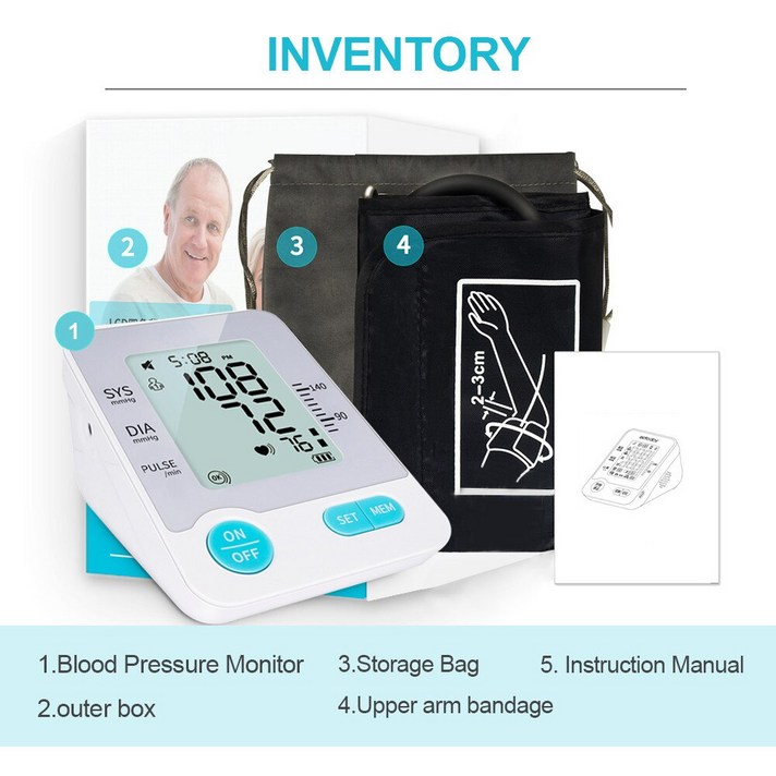 새로운 디지털 혈압 모니터 상완 Tonometer 휴대용 혈압 측정기 자동 혈압계 Tensiometro, with 22-48cm cuff_1, no_1