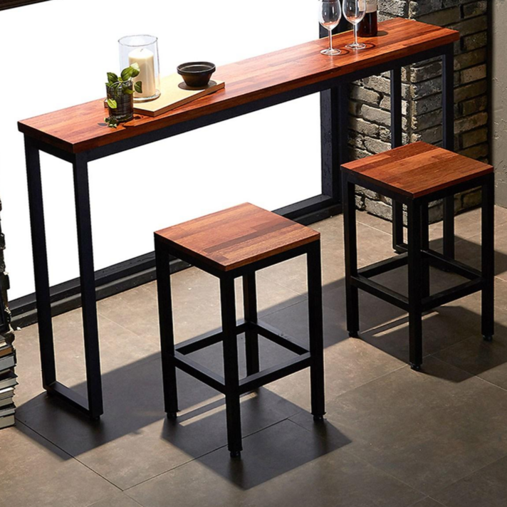 크라운퍼니쳐 멀바우 원목 슬림 홈바 테이블 A2, (W)1500x(D)450x(H)890mm