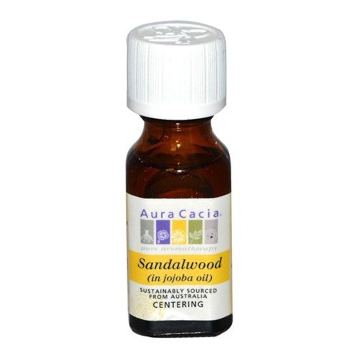 Aura Cacia 퓨어 에센셜 오일 샌들우드 센터링 인 호호바 오일, 15ml, 1개