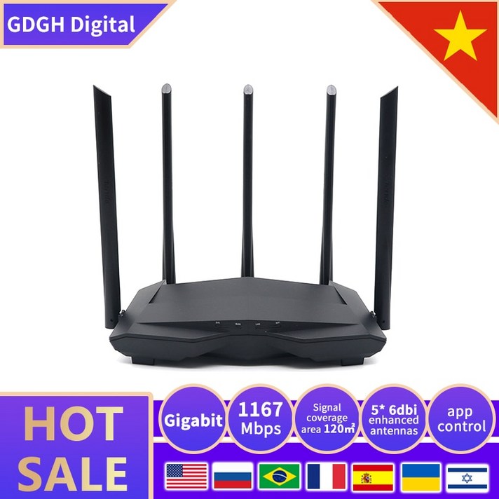 GLVISION GLC11 AC1200 기가바이트 무선 라우터 24G/5G 듀얼 밴드 풀홈 커버리지 와이파이 APP 관리무선, 없음