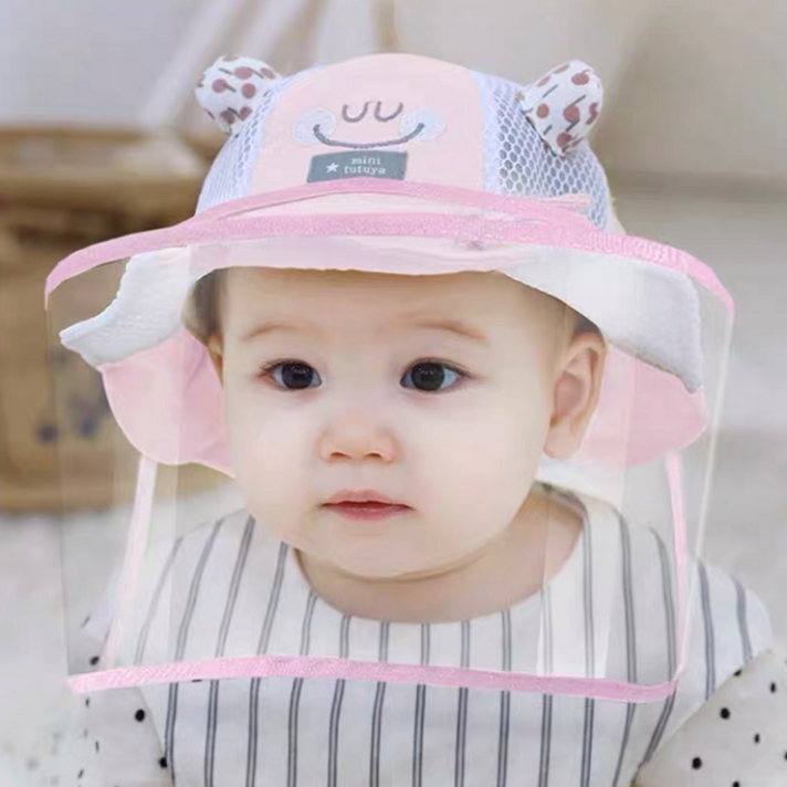 [레몬] 비말(침방울) 차단 기능성 모자 1~4세 46~50cm 머리둘레 46~50cm 가림막 끈길이 조절 가능 벙거지