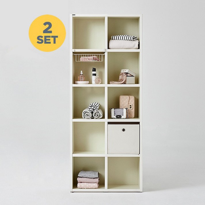 한샘 샘 책장 5단 80cm X 2set 시공(컬러 택1), 색상:크림화이트(B)