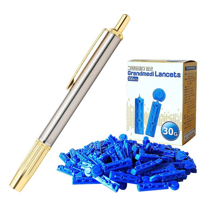 그랜드메디 수 사혈기+바늘30G(가는바늘) 세트, 1개입