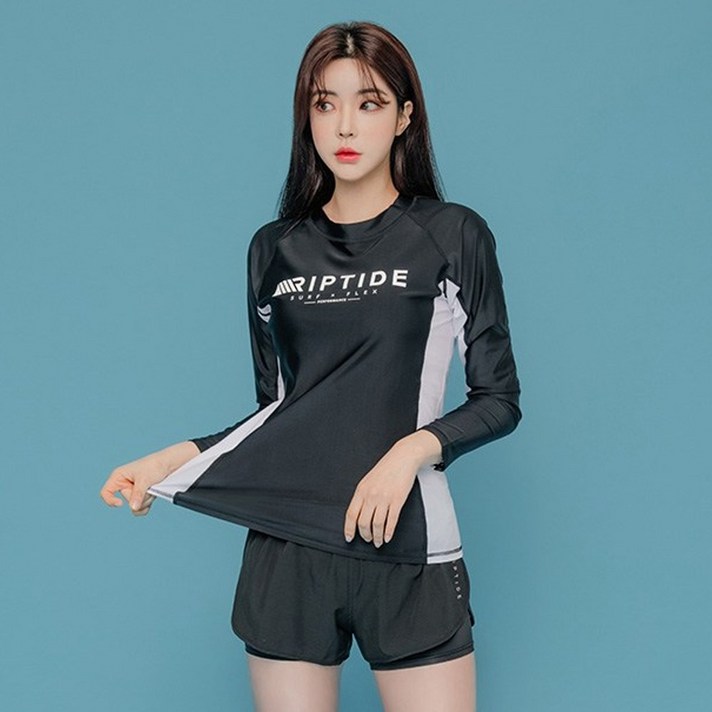 헤링본 여성 빅사이즈 래쉬가드 수영복 루즈핏 비치웨어 휴양지 바캉스룩 RDX308W