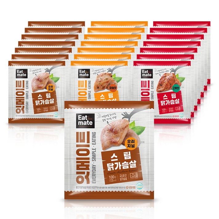 잇메이트 스팀 닭가슴살 혼합구성, 100g, 22팩