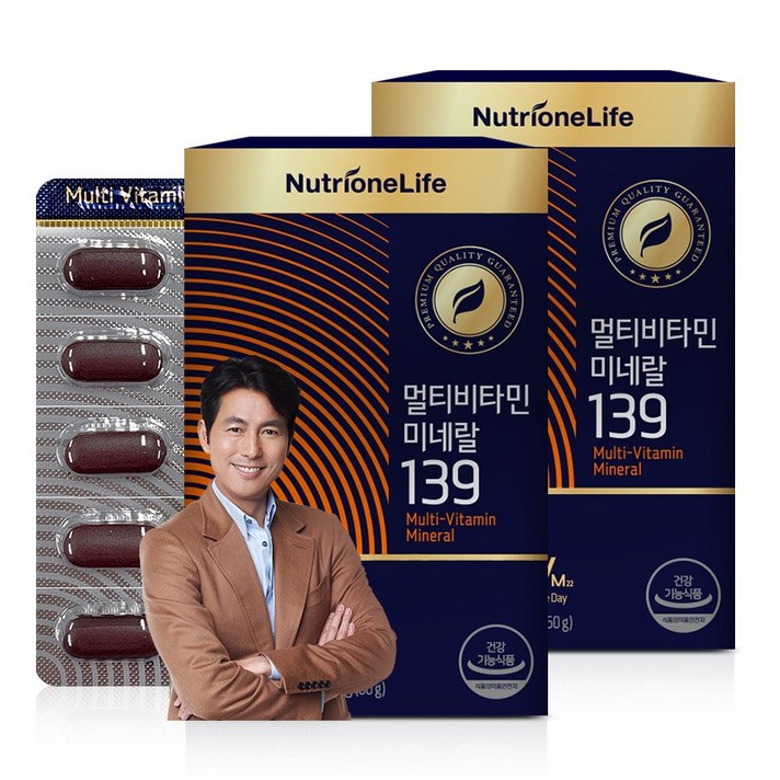 뉴트리원 피로회복 면역력 강화 한국인 맞춤 멀티비타민 22종 필수 영양소 온가족 비타민 + 활력환, 2박스