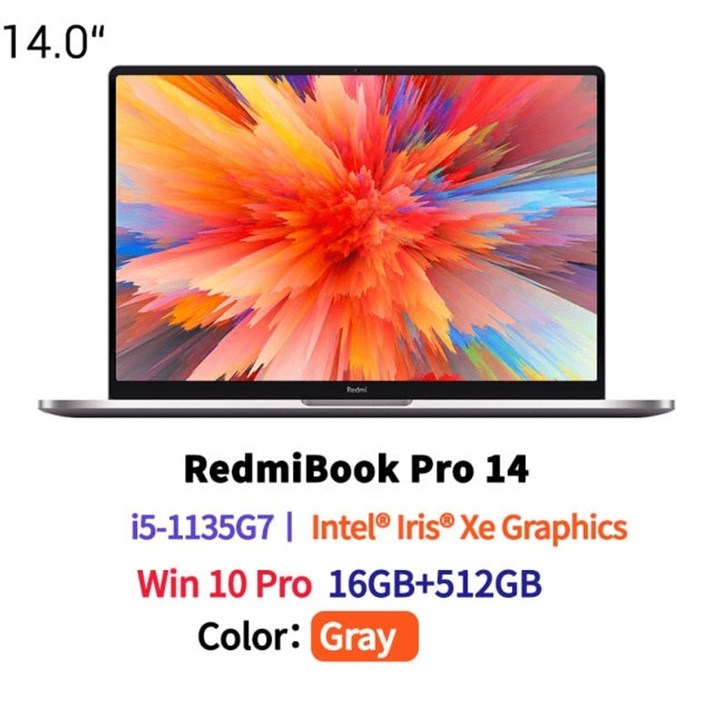 가성비 노트북 게이밍 노트북 Original Xiaomi RedmiBook Pro 14 노트북 14 인치 Intel Core i5-1135G7i7-1165G7 16GB 영어, i5 16G 512G 그레이 Xe, 공식 표준