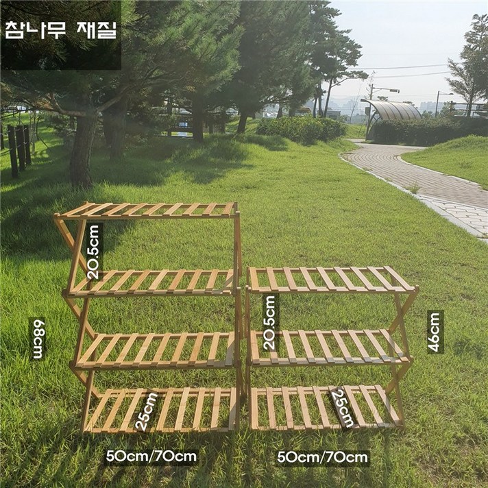 신비인터내셔널 캠핑용 참나무쉘프 3단 4단 캠핑수납선반, 3단 50cm