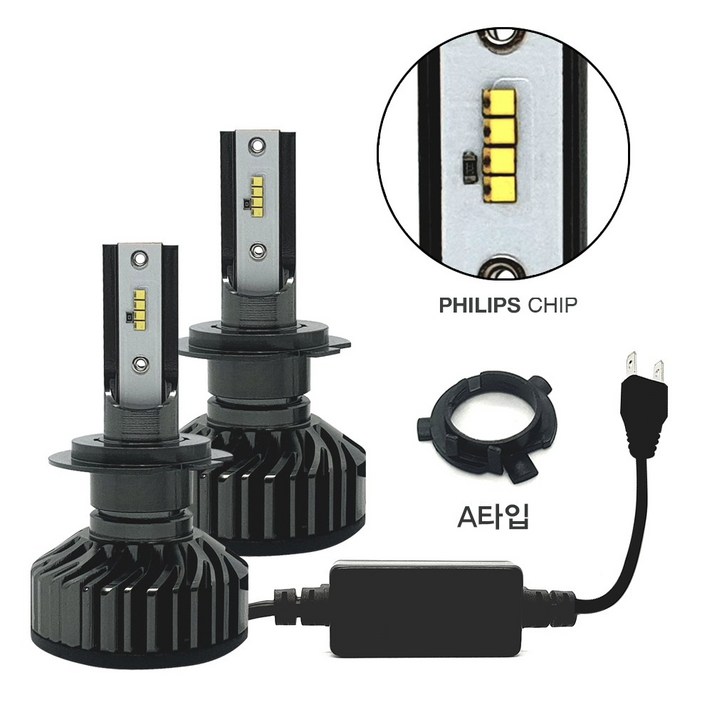 HCR 22000루멘 6500k 필립스칩 LED헤드라이트 헤드램프 전조등 안개등 전차종호환 H1 H3 H4 H7 H8 9005 9006 880 881 국내배송 확인, H7+A타입(소캣)