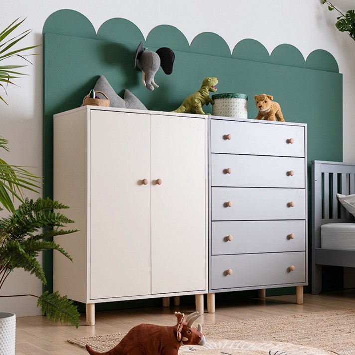 레이디가구 스칸딕 동그리 베이비 옷장 세트 1600, 밀크