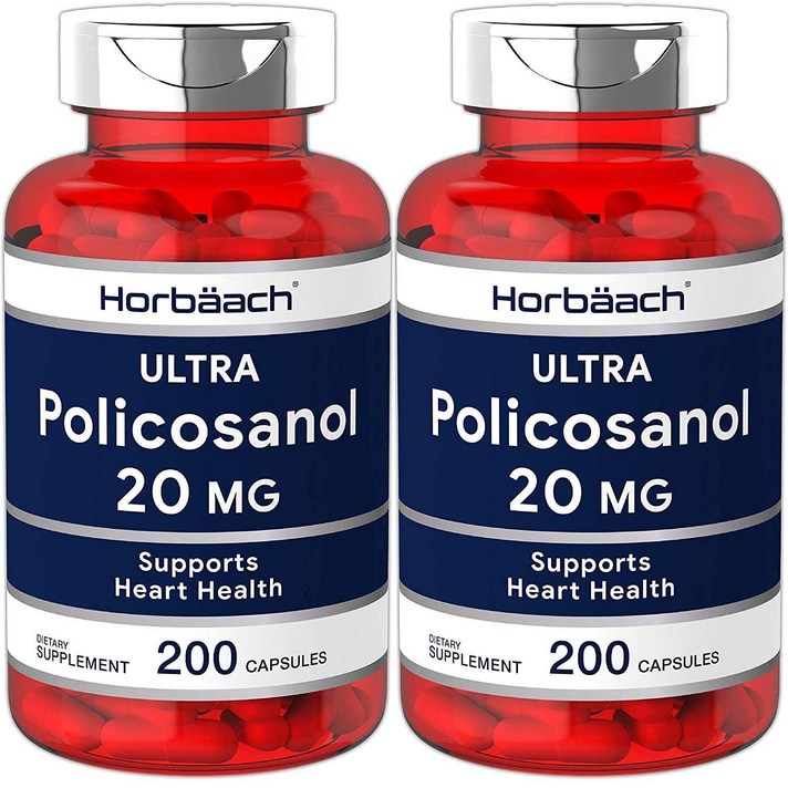 Horbaach 미국직배송 울트라 폴리코사놀 20mg 옥타코사놀 200캡슐 2병 한세트, 1세트