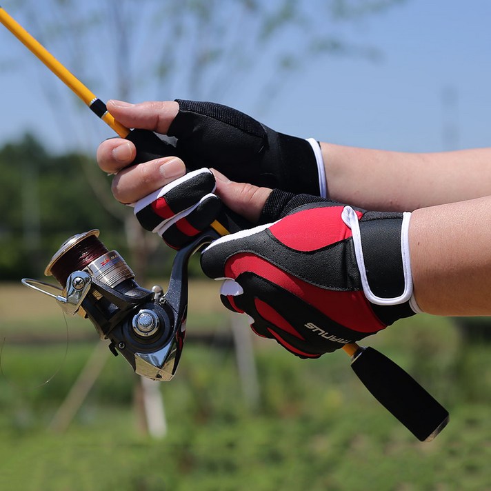 모아필드 컴포트 메쉬 낚시장갑 3컷 피싱글러브, 02.논슬립 기능성 낚시장갑 레드