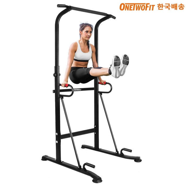 OneTwoFit 치닝디핑 턱걸이 기구 전신운동기구 스트레칭바 가정용철봉, 블랙