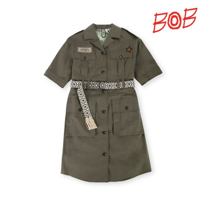 비오비 BOB 여성 사파리 스타일 셔츠형 원피스 - WBM2JE550_KH