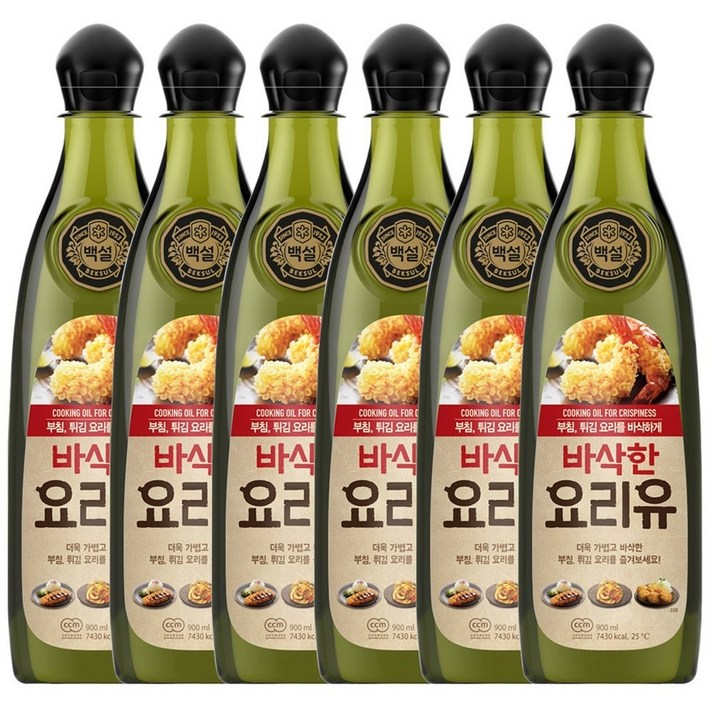 백설 요리유 튀김용기름 부침요리 6병 전용유 가정용 바삭한 전집 식용류 튀김유 튀김요리, 1개