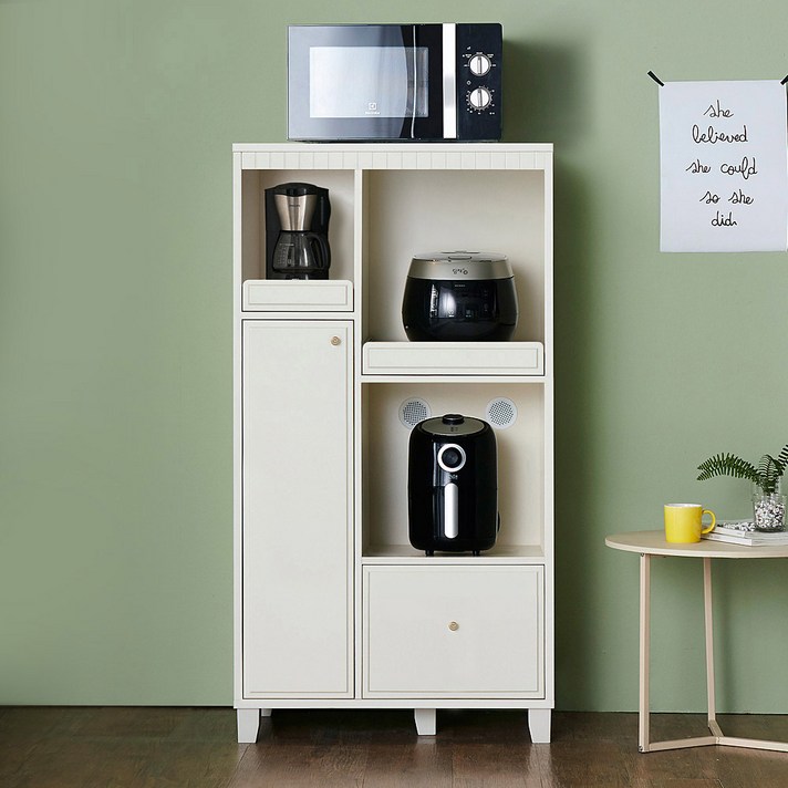 리센트 미카엘 에어프라이어 광파오븐 전자렌지 수납장, 아이보리