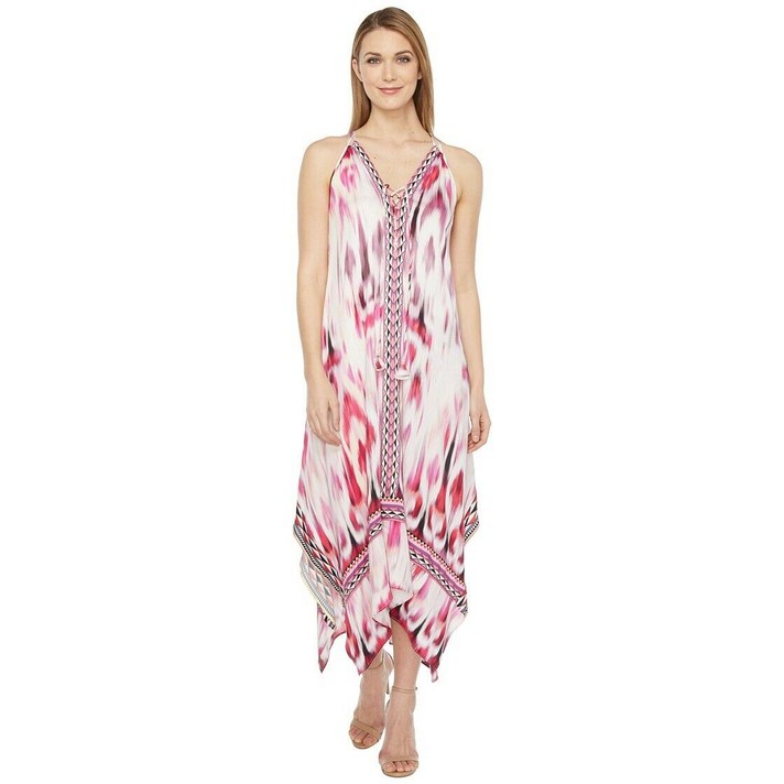 178459 Hale Bob 멀티컬러 Sun Streaked Stretch Satin Maxi 드레스 원피스 여자 사이즈 XS 54109