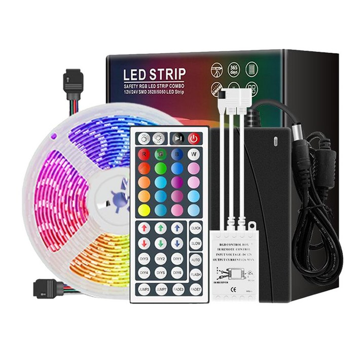 Royalways 실외 스트립 라이트 리모컨 led 스트립 조명 3528 rgb 색상 변경 led 스트립 조명 16ft 32 ft