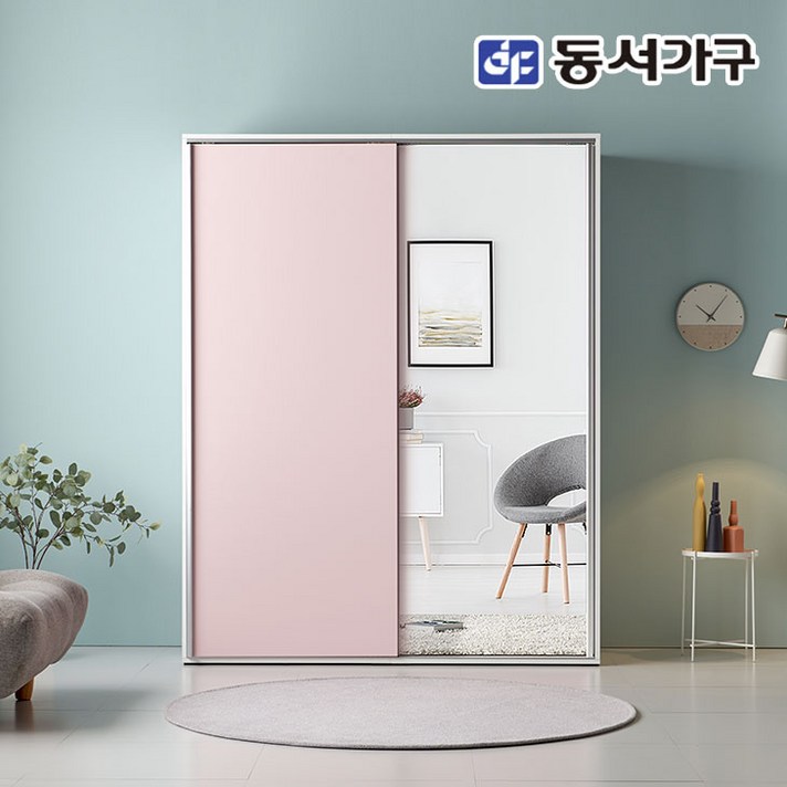 동서가구 네오 슬라이딩 댐퍼도어 1100/1200/1600/2400 내부구조 키큰 옷장/거울옷장 라비오 시리즈 NEO436, 핑크