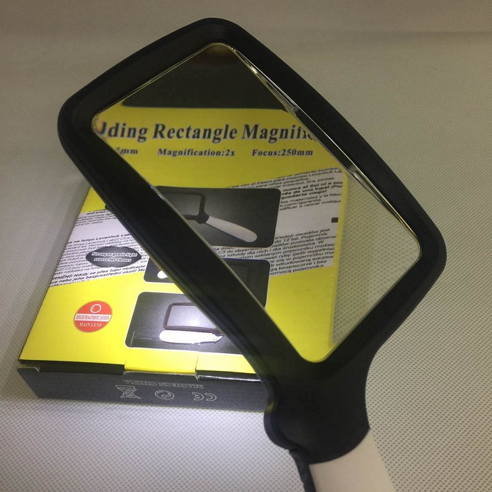 CH1437411 휴대용 와이드 돋보기 2배율 확대경 LED 라이트 장착 독서경 부모님 선물, 접이식 LED 돋보기