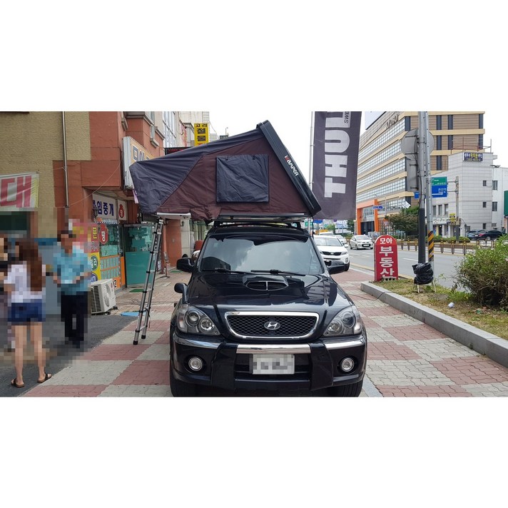 테라칸 아이캠퍼 스카이캠프 하드 루프탑텐트 4인용 1분 사용 간단, 블랙케이스(브라운)