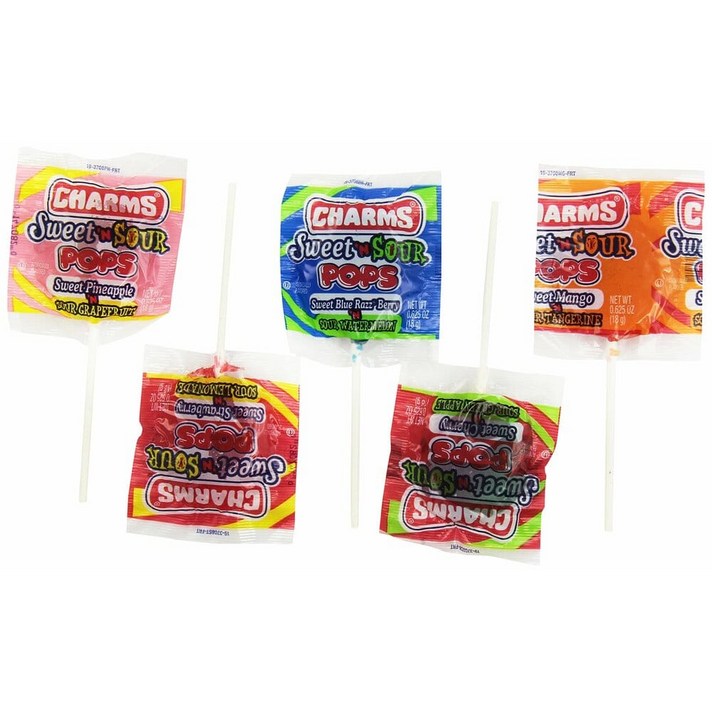 Charms Sweet Sour Pops 참스 스위트 사워 팝 캔디 48개, 1개