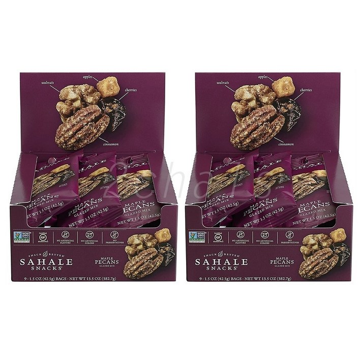 사할리 스낵 메이플 피칸 글레이즈드 믹스 견과류 단짠 케토간식 9개(13.5oz) 2팩 Sahale Snacks Maple Pecans Glazed Mix