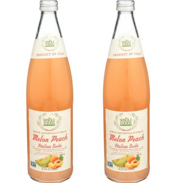 Whole Foods Market 홀 푸드 마켓 멜론 피치 이탈리안 소다 25.4oz(750ml) 2병, 2개