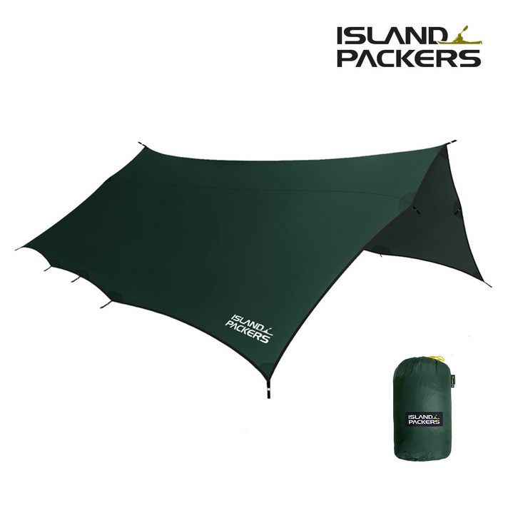 ISLAND PACKERS 아일랜드패커스 광풍 실 타프 L 감성 캠핑 백패킹 미니멀캠핑 그늘막, 1개, 블랙