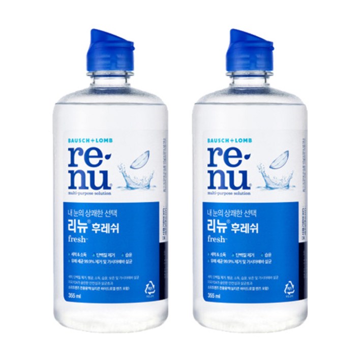 바슈롬 리뉴 후레쉬 렌즈 세정액 355ml x2개, 리뉴 후레쉬 355ml x2개