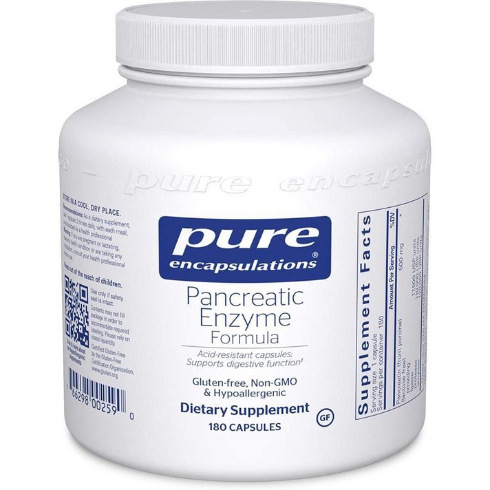 미국직구 Pure Encapsulations-Pancreatic Enzyme Formula-적절한 소화 기능을 하는 저자 극성 보충제-180 캡슐, 1set, 상세참조